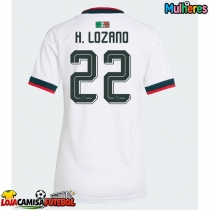 Camisa de Futebol México Hirving Lozano #22 Equipamento Secundário Mulheres Mundo 2026 Manga Curta